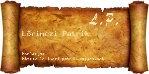 Lőrinczi Patrik névjegykártya